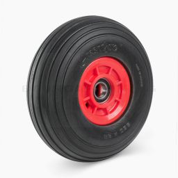 Räder mit Microcellular-Polyurethan-Bereifung – Kunststofffelge, schwarzer, spurfreier Reifen mit Rillenprofil