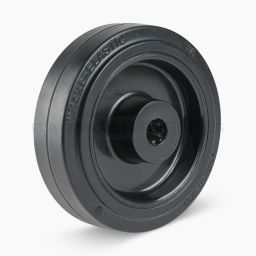 Elastik-Vollgummi-Räder – Radfelgen aus Kunststoff, Vollgummi-Bereifung (aufvulkanisiert), schwarz.