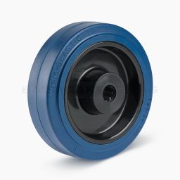 Elastik-Vollgummi-Räder – Radfelgen aus Kunststoff, Vollgummi-Bereifung (aufvulkanisiert), blau, spurfrei