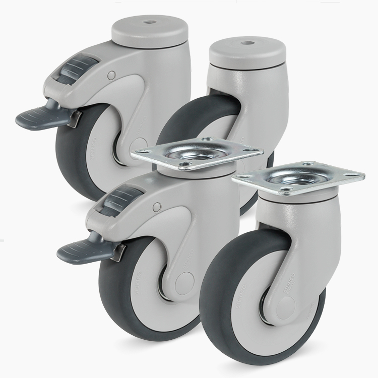 Steinco – Roulettes universelles en polyamide gris