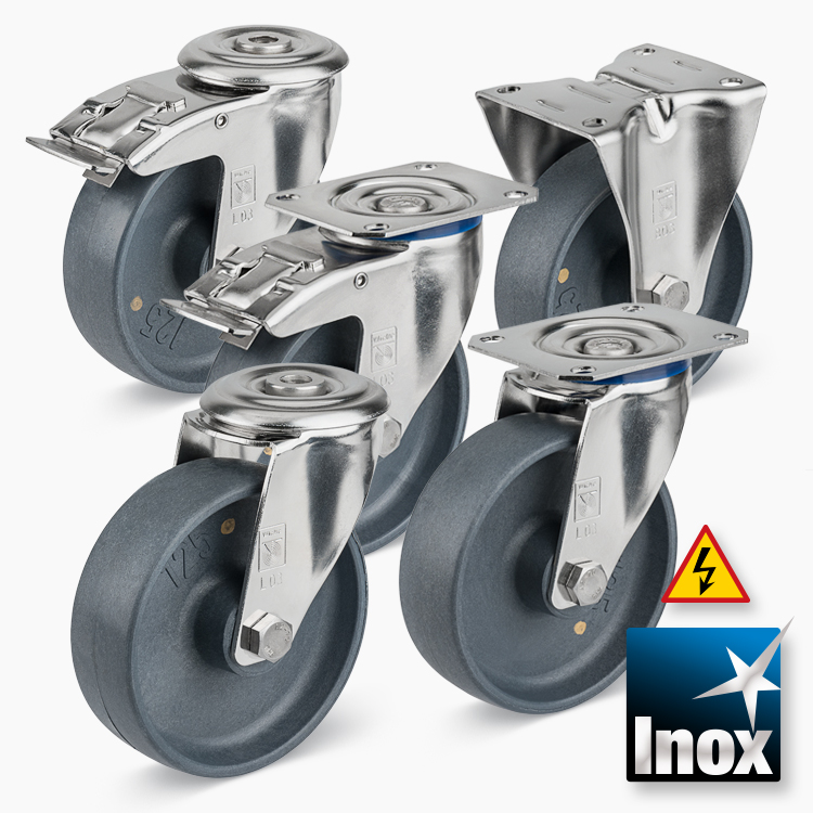 Wicke-Rollen – Elektrisch leitende Polyamid Räder – INOX